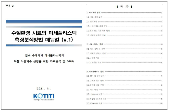 수질환경 시료의 미세플라스틱 측정분석방법 매뉴얼 별도 첨부 (부록 2)