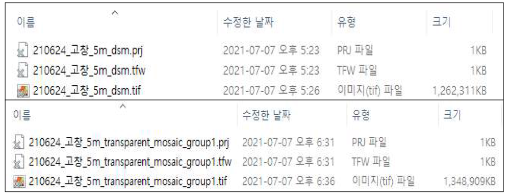 DSM, ORTHO 이미지 파일 예시