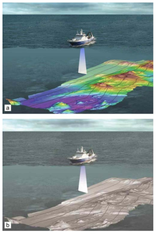 Schematic illustration of multi-beam echosounder field survey