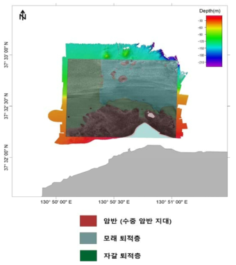 동해 울릉도 북부 공암 주변 서식지 환경 맵핑 분류도(정밀 해저 지형 + 해저면 영상 + 해저면 분류)