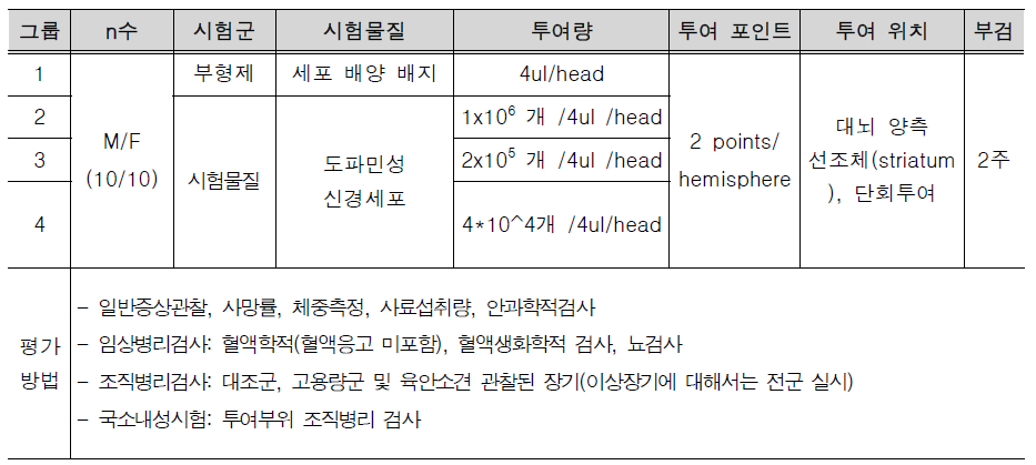 단회투여 독성평가 디자인