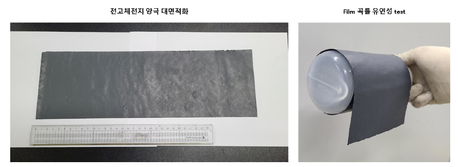 전고체전지용 양극 대면적 가능성 및 유연성 test