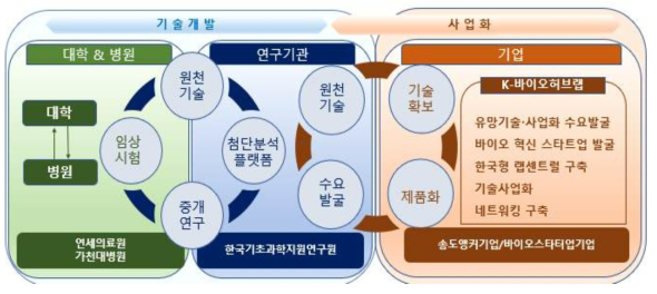 인천 송도지역 바이오메디컬 분야 KBSI 역할체계도