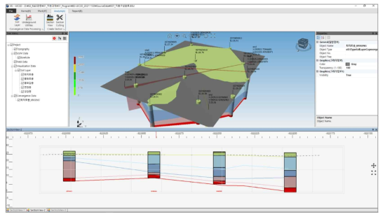 시추주상도 데이터를 활용한 지층 생성 기능