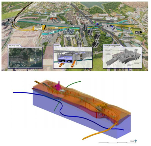 GeoBIM 기반 N107 프로젝트 개요도와 모델링 형상