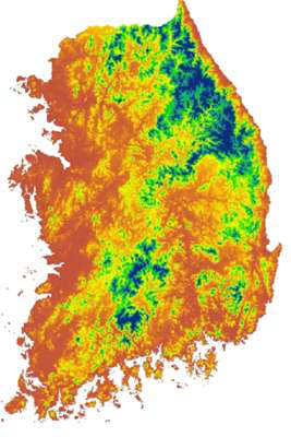 우리나라의 지형 분포도