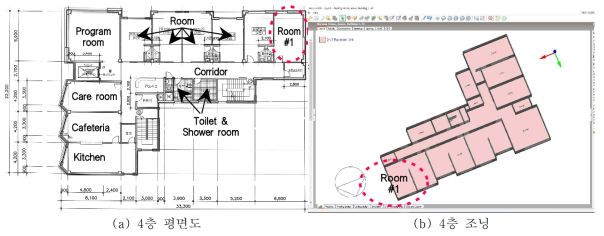 4층 평면도와 조닝