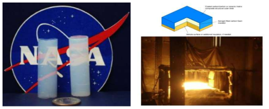 NASA 개발 재인 agerogel(좌)와 ultramet(우)