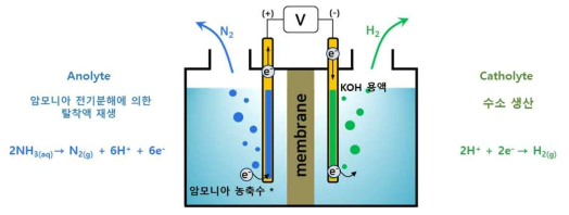 암모니아 폐수 전기분해에 의한 수소 생산 장치 모식도