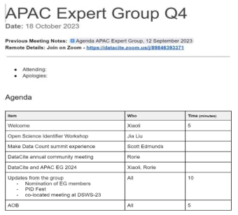 DataCite APAC Expert Group 공유 노트