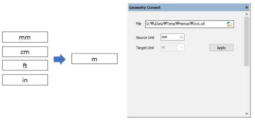 Geometry 파일 단위 변환 기능