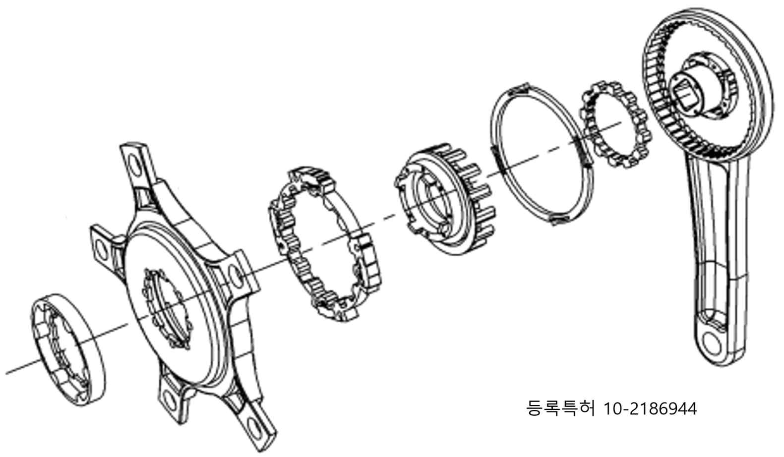크랭크 내장형 변속기 부품 개요도