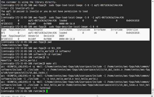 AFI(Amazon FPGA Image) 로드 및 호스트 프로그램 실행