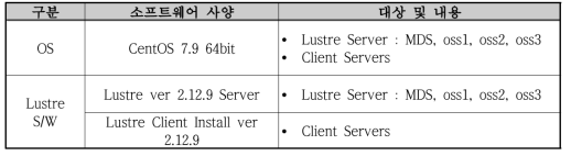 Lustre 소프트웨어 구성 사양