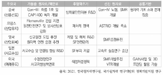 해외 주요국의 원자력 연구개발 동향