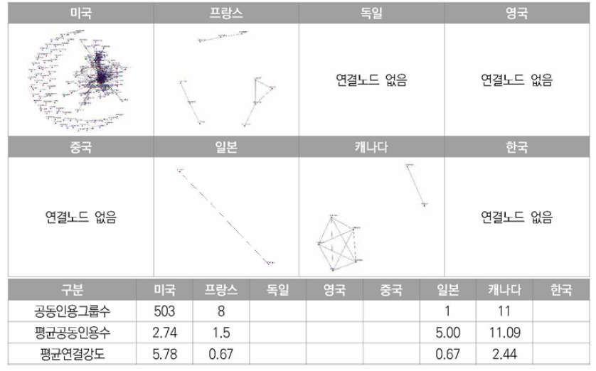 발사체의 국가별 Co-citation분석결과