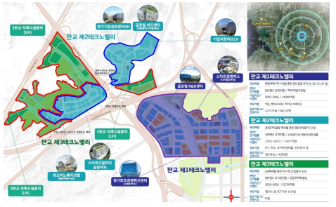 판교테크노밸리 조감도 ※ 출처: 경기도경제과학진흥원(2023), 판교테크노밸리 소개자료 인용