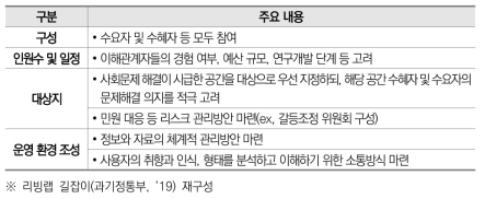 이해관계자 참여 시 고려사항