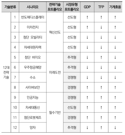 12대 전략기술별 장기 파급효과