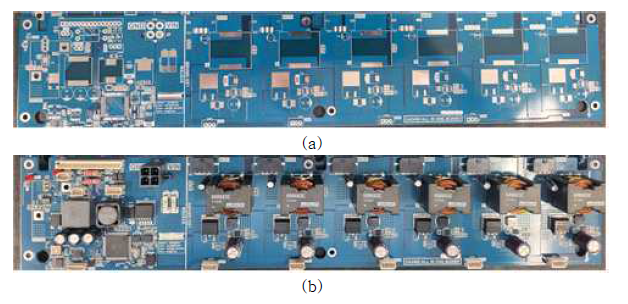 UV LED 운전을 위한 드라이버 (a)PCB 및 (b)부품실장