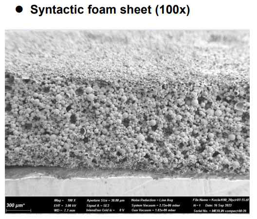 B05 Expanded photo of a flat protective insulation strip using syntactic foam