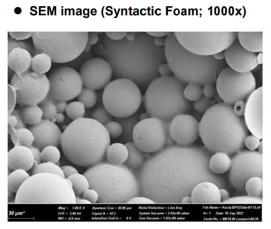 B07 SEM image of protective insulation strip sheet using syntactic foam