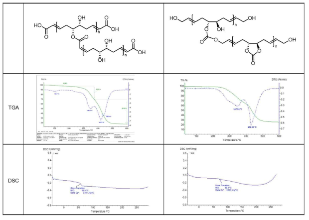 합성한 물질의 TGA와 DSC 그래프