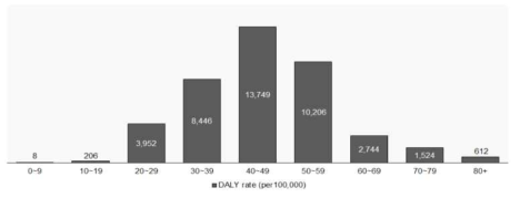 연령별 DALY 경향 결과 (2018년)