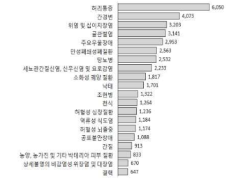 2010년 세분류 질환군별 DALY 순위 결과