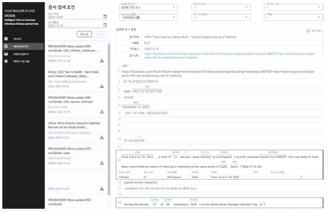 문서 단위 해외 감염병 발생 이벤트 조회 서비스