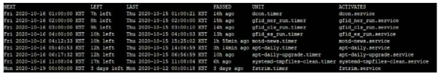 systemd 서비스 및 타이머 설정 화면