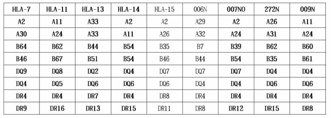 원료세포, 시제품 및 기증자 PBMC의 HLA genotype