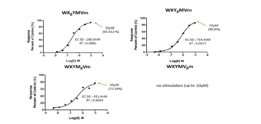 WKYMVm 유사체에 의한 FPR1 활성화 매개 칼슘이온 증가