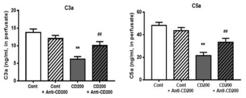 CD200 과발현/재차단으로 인한 보체 활성화 인자의 억제효과 변화 확인