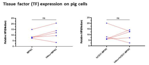 hCD31 분자에 의한 돼지 내피세포 tissue factor 발현 변화 여부 분석