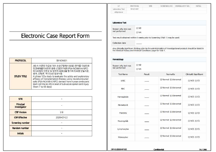 환자정보를 수집하고 모니터링하는 eCRF문서