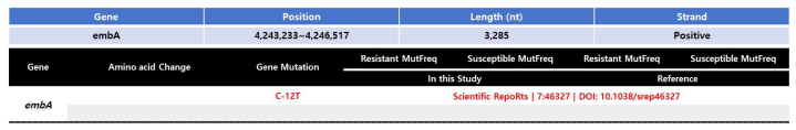 embA gene mutation 분석 결과
