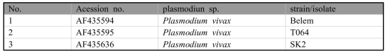 P. vivax MSP1 gene의 accession No