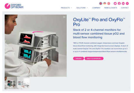 산소분압측정기(https://www.oxford-optronix.com/oxylite-pro-oxyflo-pro-combo)