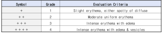 피부 자극 평가 기준
