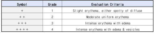 피부 자극 평가 기준