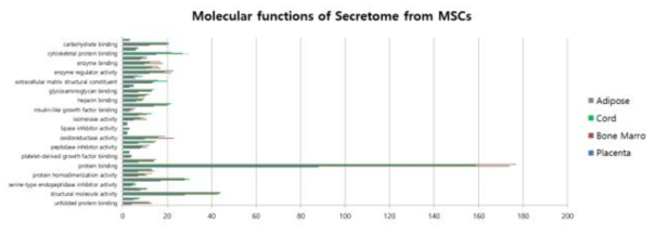 소스별 중간엽줄기세포 분비단백질의 molecular function