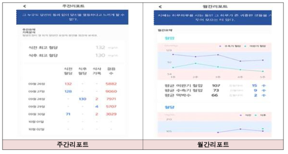 주간/월간리포트 화면 예시