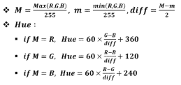 Hue 값 도출 수식