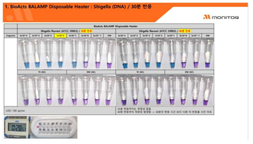 일회용 등온증폭 진단장비 성능 평가 ((주)엠모니터)