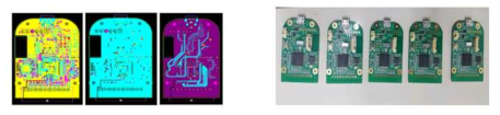 통합 신호처리 보드 아트웍(좌) PCB 보드(우)