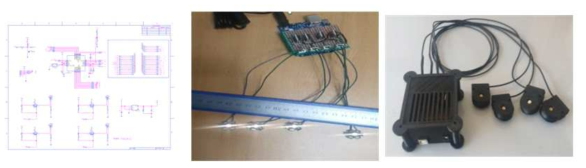 SSVEP 자극기 회로도(좌) PCB(중) 완성품(우)