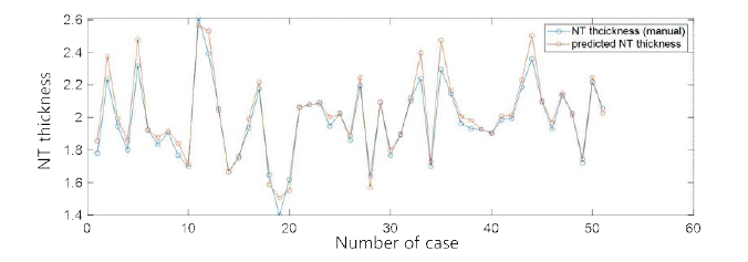 6차년도 개발 알고리즘을 통한 NT 두께 예측 결과