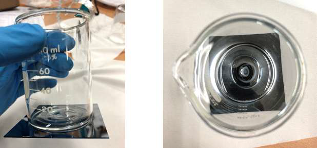 Brorfloat Glass 용기와 Si bare chip 양극 접합 결과