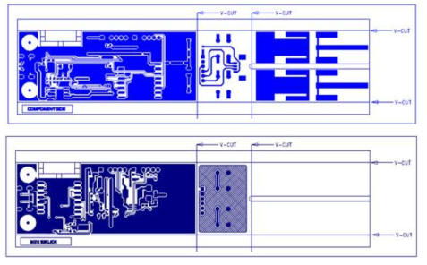 이동형 Wi-Fi 송신장치 PCB Layout 설계 (위: Component Side, 아래 : Solder Side)